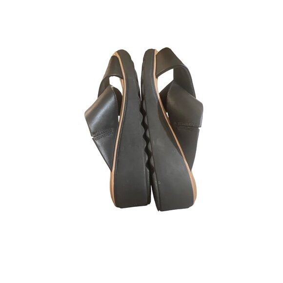 Clarks Collection Wedge Slide Sandals Jillian Gem Black Leather Size 10 - Picture 6 of 7